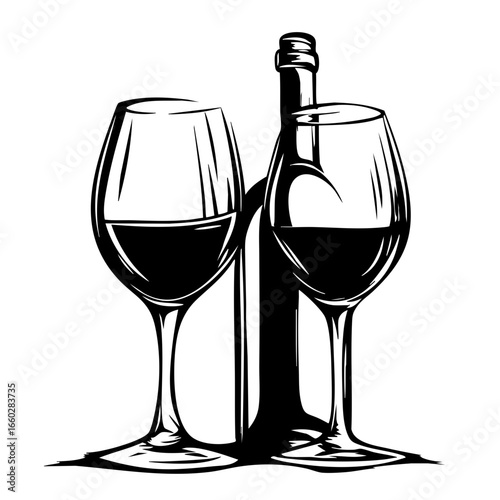 Elegant wine glasses and bottle design showcasing a classic pairing for dining or celebration moments