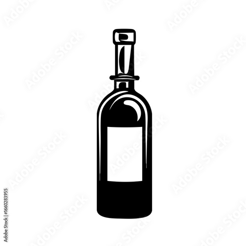 Elegant black bottle design featuring smooth curves and a sleek neck for stylish display and creative use