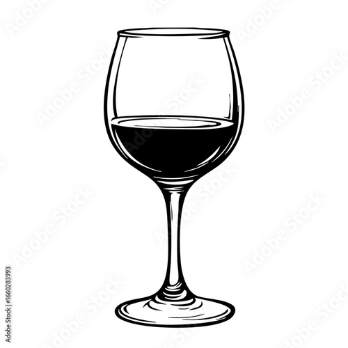 Elegant wine glass with a full pour showcasing its refined shape, perfect for any formal occasion or casual gathering
