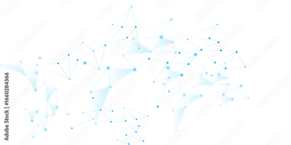 Obraz premium Blue white abstract polygon connection mesh digital technology futuristic communication high tech concept dots lines connect network background. 