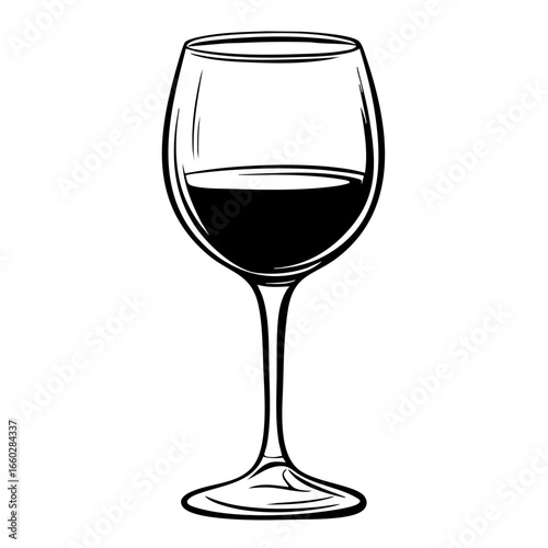 Elegant wine glass filled with rich dark liquid showcasing craftsmanship and design for wine tasting events and dining settings