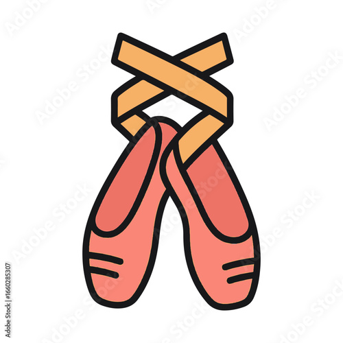 ballet pointe shoes flat icon color vector on white background
Vector color flat icon on white background