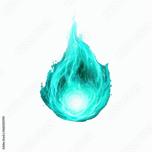 Ethereal Teal Flame Abstract Energy and Light