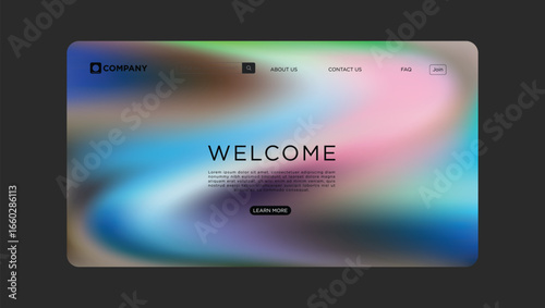 Modern abstract gradient background welcomes visitors to dynamic digital interface with call to action.