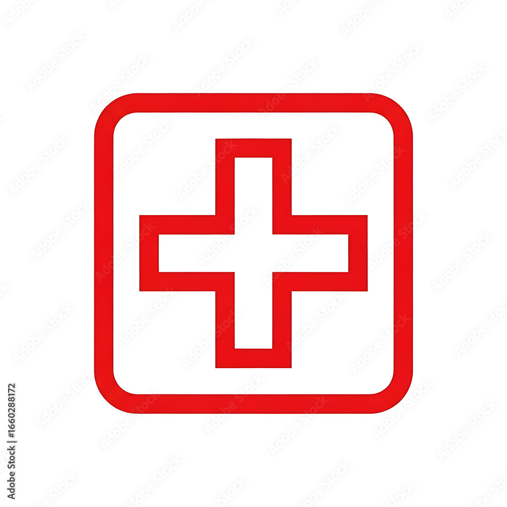 Fototapeta premium Red Medical Cross Symbol in a Square
