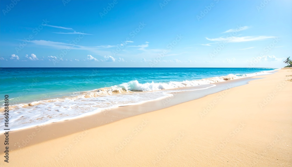Fototapeta premium Tropical Beach with Sunny Ocean Waves.