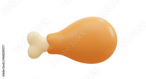Cartoon fried chicken drumstick isolated on white background, 3d render