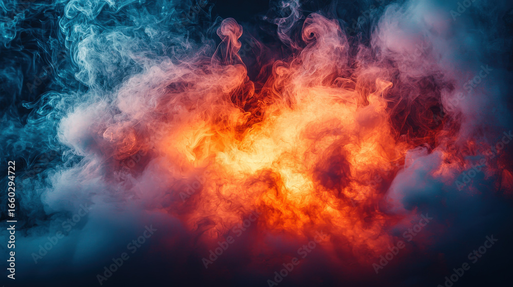Fototapeta premium Intense fire eruption abstract background digital art dramatic atmosphere close-up energy explosion