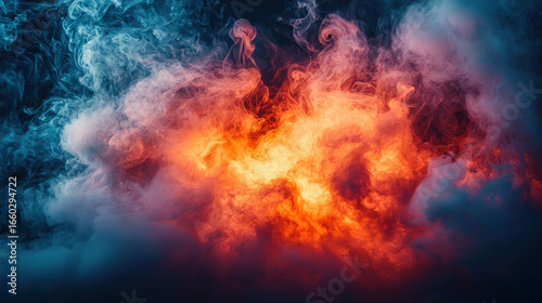 Intense fire eruption abstract background digital art dramatic atmosphere close-up energy explosion