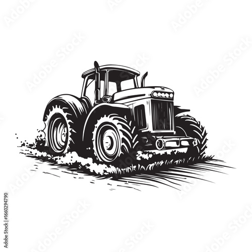 black and white agriculture tractor illustration