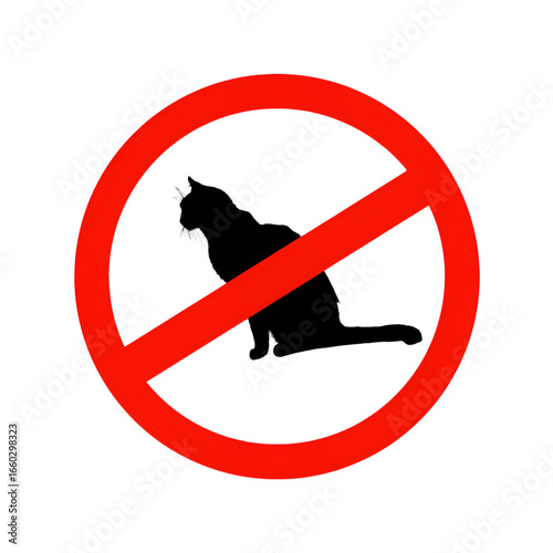No cats allowed sign, pet prohibition icon