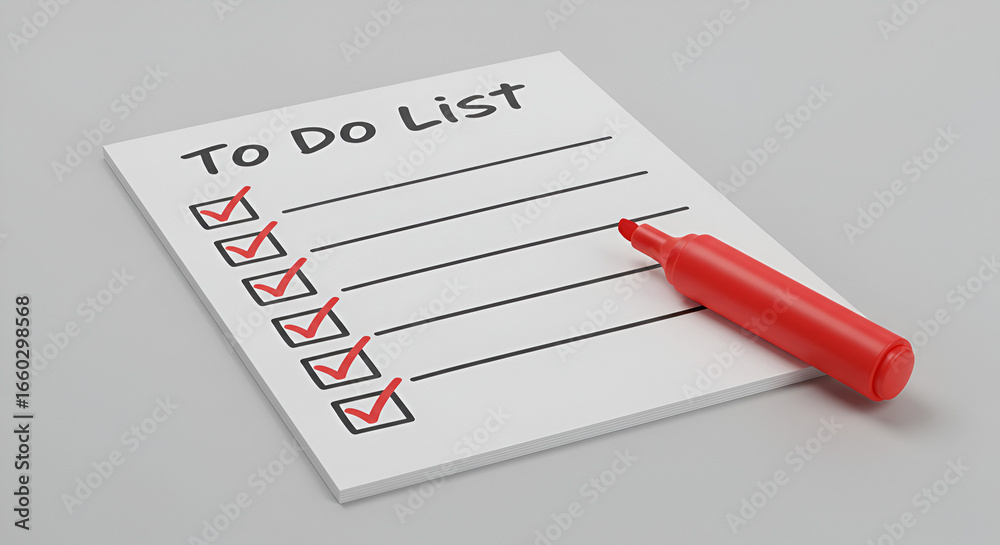 Obraz premium Completed to do list with red marker, signifying finished tasks on the list