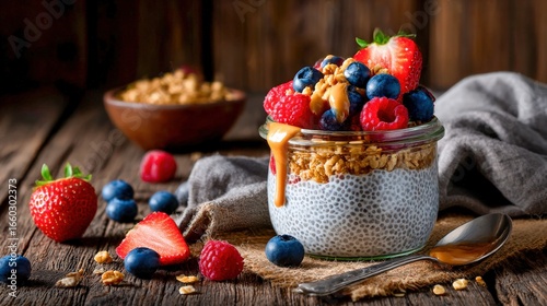 Chia seed pudding with fresh berries