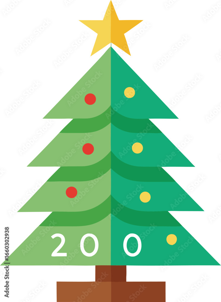 Obraz premium Stylized christmas tree with 200 numbers and star