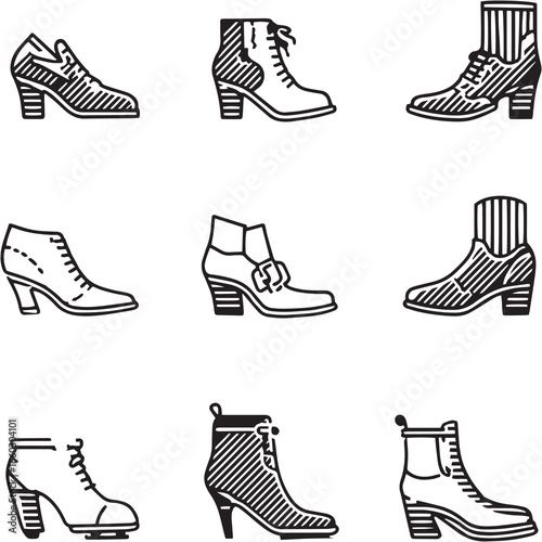 Heel Grips black Line Editable Icons set