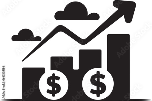 Financial Growth Chart Icon Vector Illustration for Investment Analysis