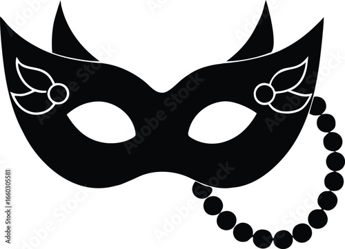 carnival mask and beads silhouette vector