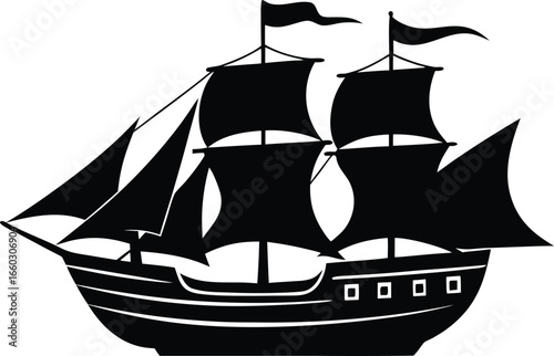 pirate ship design silhouette vector illustration
