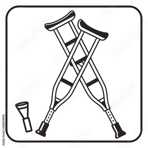 Illustration of a pair of crutches and a rubber tip