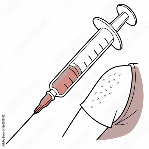 Illustration of a syringe injecting a vaccine into a persons arm
