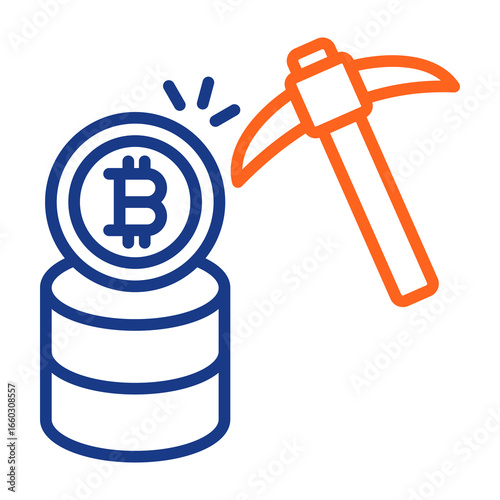Bitcoin Mining Color Vector Icon