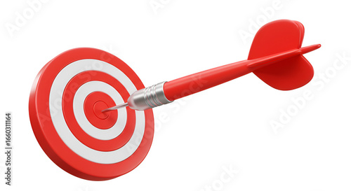 Red dart hitting the bullseye on a target, symbolizing success and precision