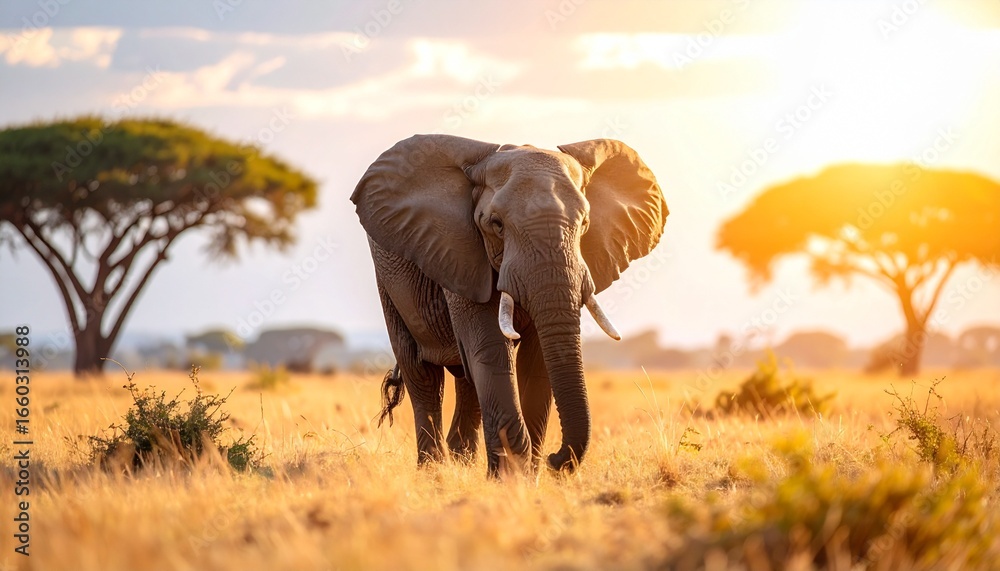 Obraz premium African Elephant at Sunset