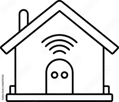 Smart home hub wi fi silhouette isolated on white background