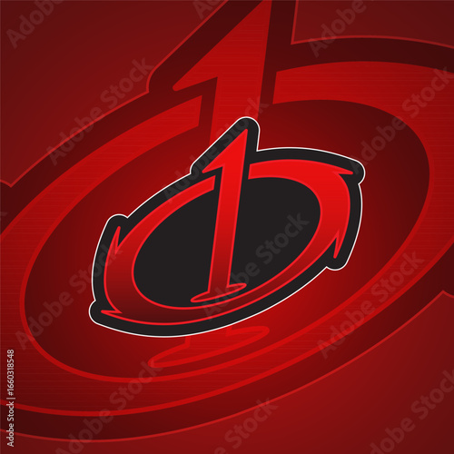 Abstract Red Number One Logo Gaming