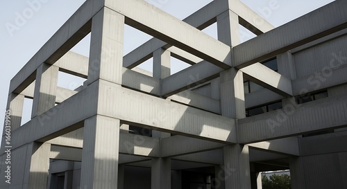 Wallpaper Mural Modern Brutalist Architecture with geometric concrete structure and strong shadows for design concepts Torontodigital.ca