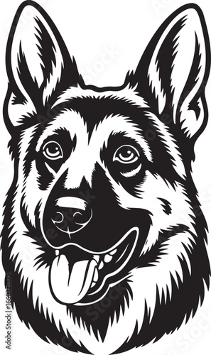 German Shepherd Dog Head Vector Illustration - Canine Portrait Artwork