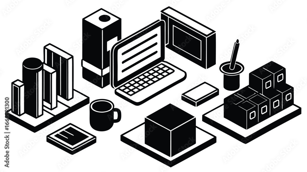 Obraz premium hand drawn sketch business icon bundle contacts 