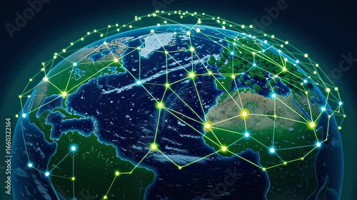 Environment and technology connect globally reducing emissions with innovative network solutions for sustainable future
