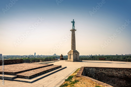 Pobednik, the monument to the viktor, a statue on the Kalemegdan wall in honor of the Serbian army victory in the first Balkan war. Belgrade, Serbia.