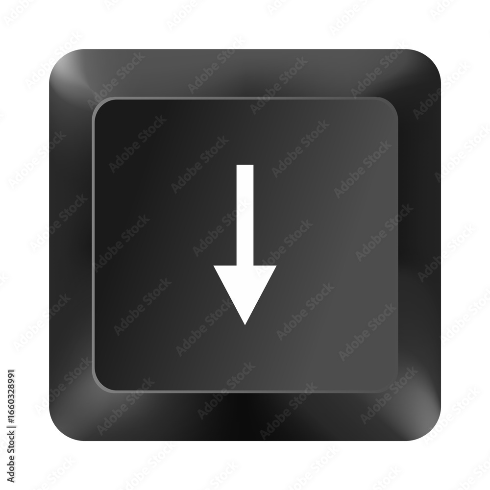 Down Arrow Keyboard Key – Computer Button isolated on white background Down Arrow Keyboard Key – Computer Button isolated on white background