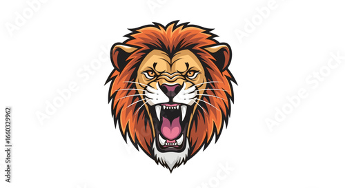 Fierce roaring lion head graphic design full body front view