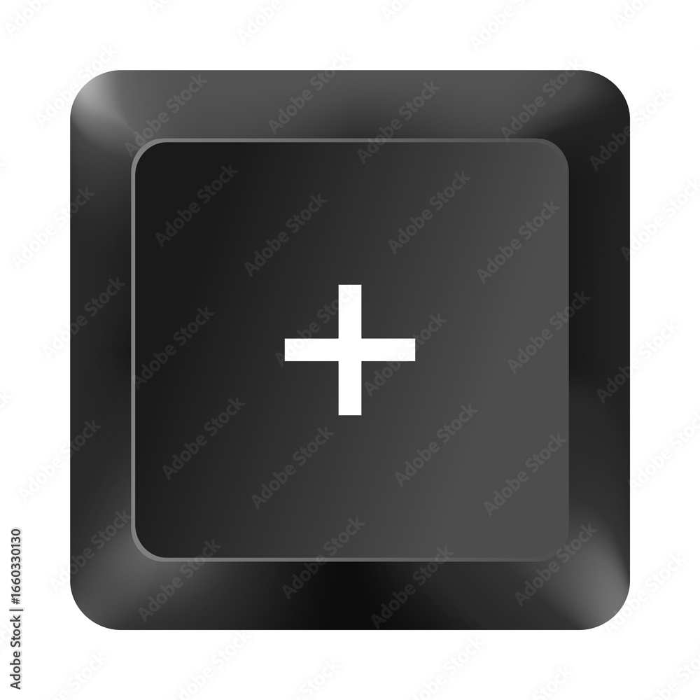 Obraz premium Keyboard Key + – Plus Symbol Button Isolated on White Background 