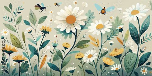 Seamless pattern of beautiful floral arrangements for a vibrant spring or summer design