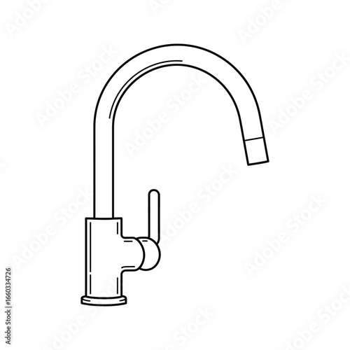 Modern kitchen faucet illustration simple line drawing home improvement design element