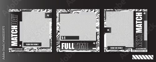 Sport Social Media Post Template , Football Match Day , Full Time , Next Match