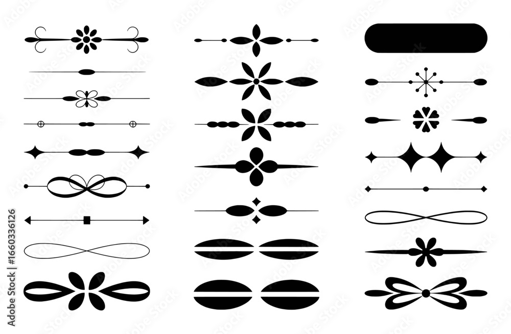 Fototapeta premium Collection of Decorative Black and White Ornate Dividers and Ornaments