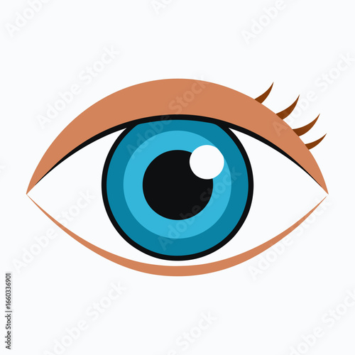 Vibrant blue eye with clear vision and detailed iris, symbolizing sight, perception, and awareness, perfect for medical or creative projects.