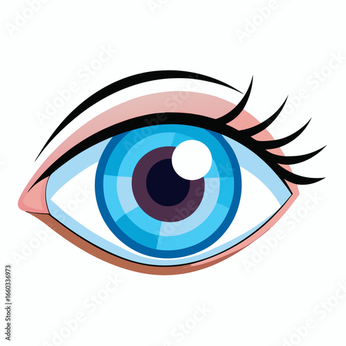 Captivating blue eye with detailed iris and elegant lashes, symbolizing vision, insight, and modern beauty, perfect for health and fashion concepts.