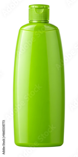 bright green plastic bottle, personal care or shampoo bottle, vibrant skincare container