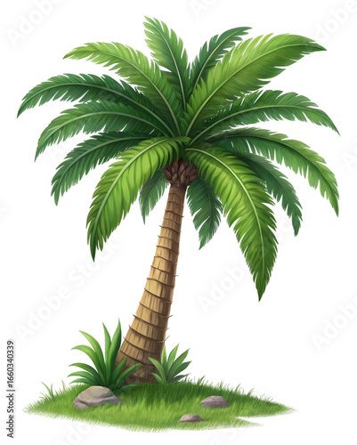 cartoon tropical palm tree isolated on transparent background