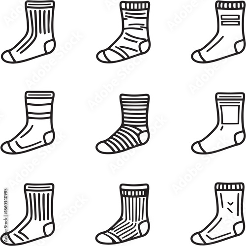 Leg Warmers black Line Editable Icons set