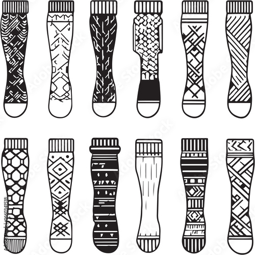 Leg Warmers black Line Editable Icons set