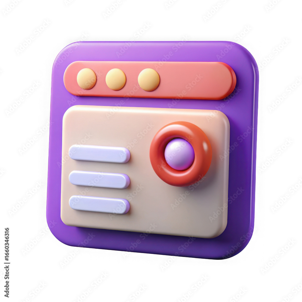 3d stylized ui element with buttons and dial isolated on transparent background 3d stylized ui element with buttons and dial isolated on transparent background