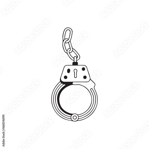 Simple Line Art Illustration of Handcuffs.A clean, simple, and stylized line drawing of a pair of handcuffs.
