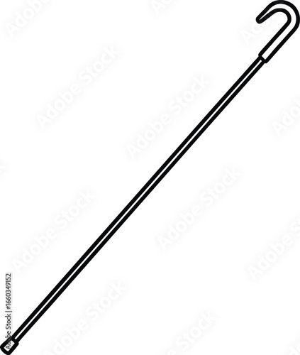 Walking stick silhouette line art isolated on white background